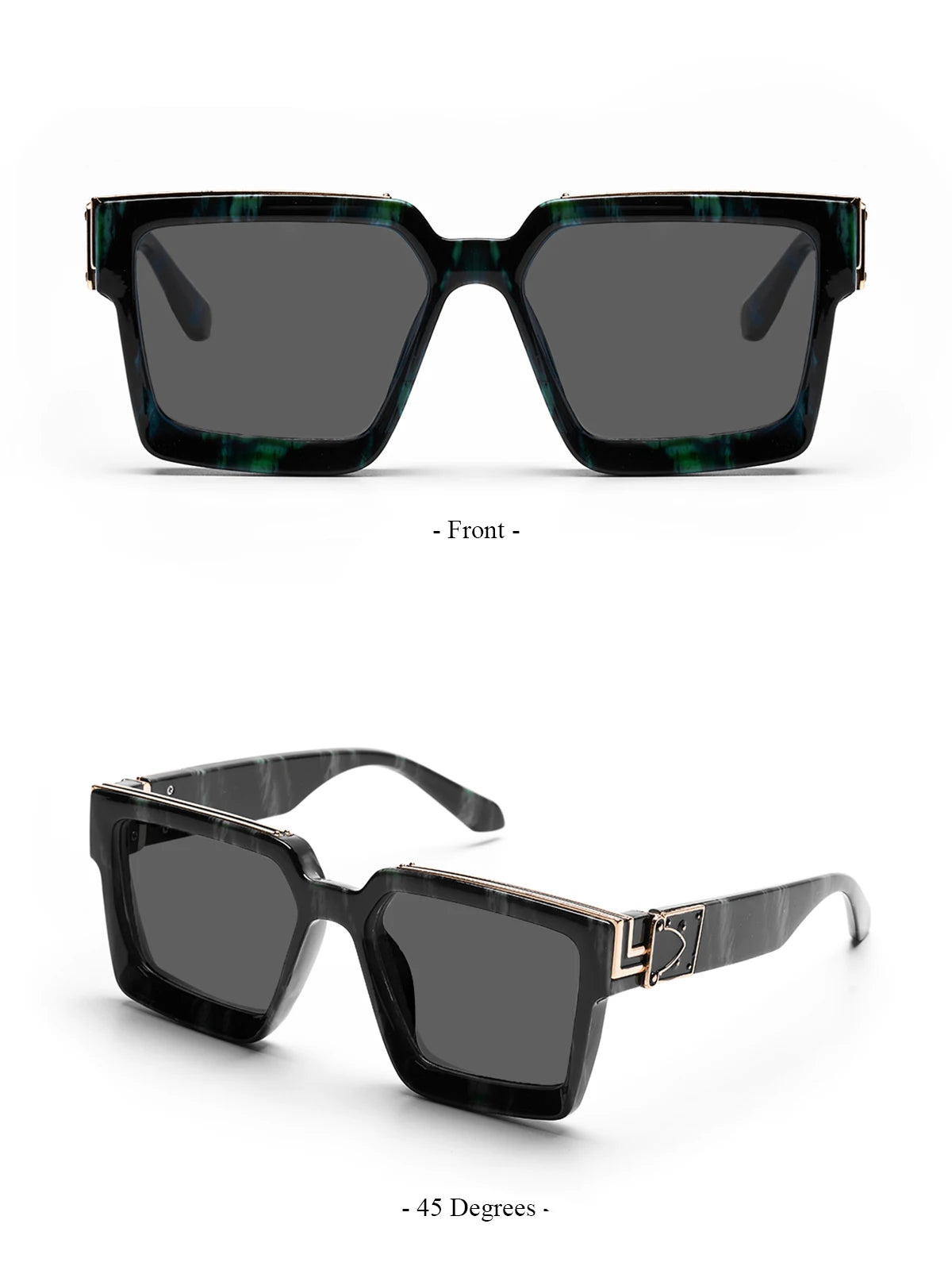 Ruiao Retro Black Millionaire Sunglasses – Luxury Square Designer Shades for Men & Women (2024)