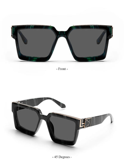 Ruiao Retro Black Millionaire Sunglasses – Luxury Square Designer Shades for Men & Women (2024)