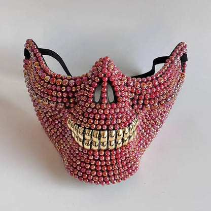 Ghost Rider Pearl Mask - Handmade Horror Half Face Halloween Carnival Mask
