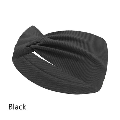 Silky Threaded Fabric Twist Headband – Elastic Yoga, Workout & Running Hair Bands for Women & Girls