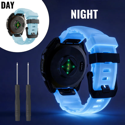 22mm/26mm Luminous Silicone Watch Band for Garmin Fenix, Tactix, Epix Pro and Enduro 3 - Quick-Release Sport Replacement Strap