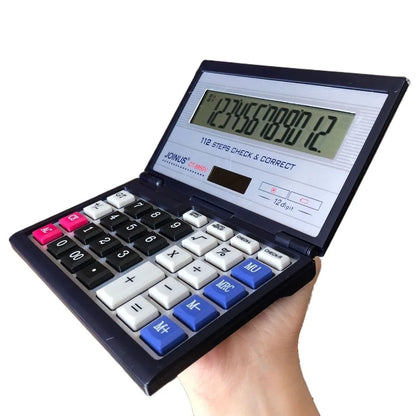 12-Digit Foldable Calculator - Portable Solar Powered Large Screen Multifunctional Office Calculator