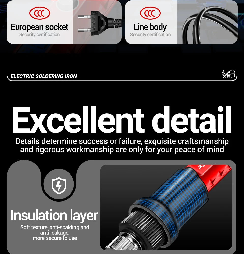 ANENG SL106 Electric Soldering Iron – Adjustable Temperature Welding & Rework Station with Heat Pencil Tip, 110V/220V