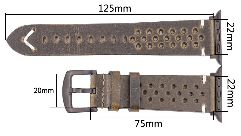 Genuine Leather Apple Watch Strap – Compatible with Series 7, 6, 5, 4, SE (40mm–49mm) for Men & Women