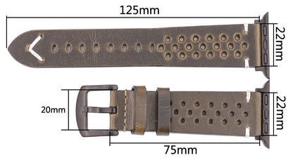 Genuine Leather Apple Watch Strap – Compatible with Series 7, 6, 5, 4, SE (40mm–49mm) for Men & Women