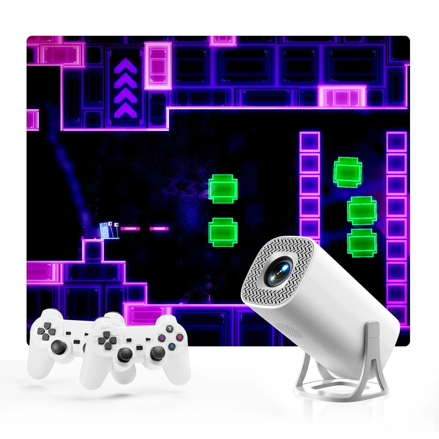 S40MAX Android 11 Gaming Projector - 64GB TF Card, Wireless Controller, Dual WiFi, 1280x720P Portable Home Theater