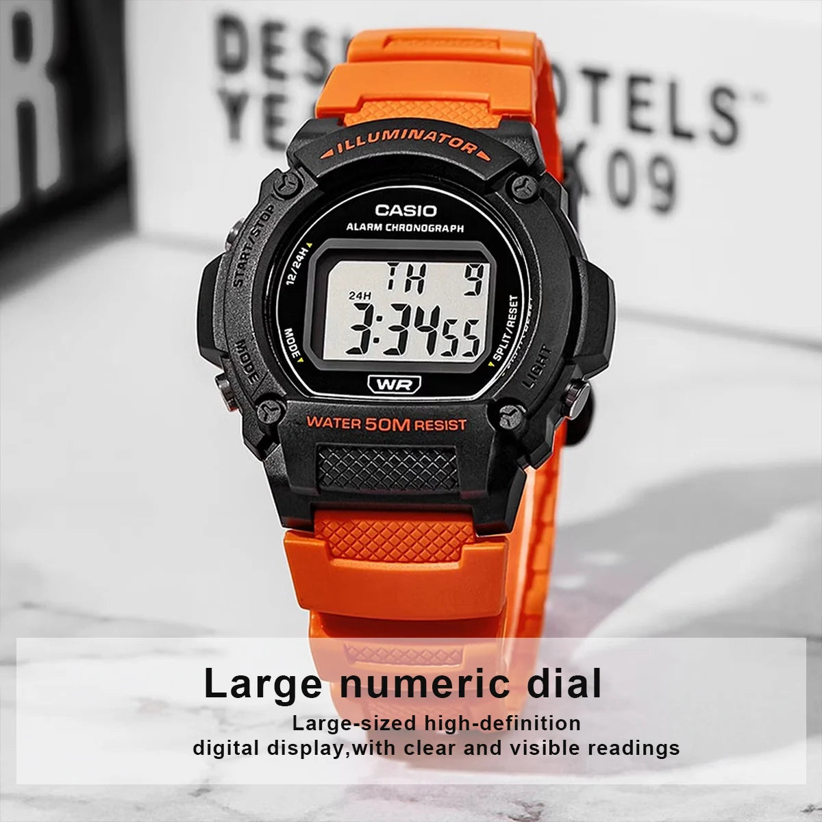 Casio W-219H Men’s Digital Watch - 1/100-Second Stopwatch, Daily Alarm, Auto Calendar & 7-Year Battery Life