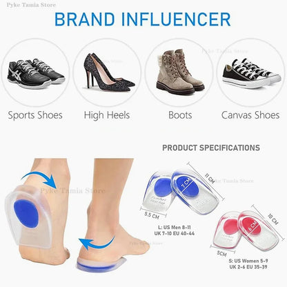 Silicone Heel Gel Pads – Soft Shock Absorbing Insoles for Pain Relief, Sports, and Foot Care