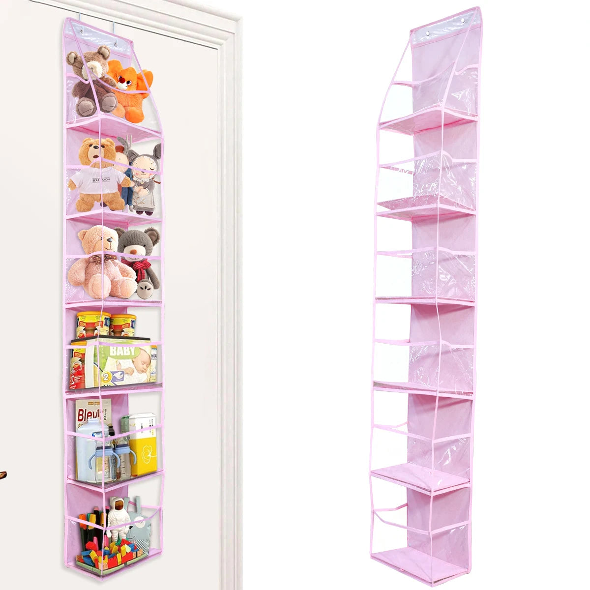 4-Layer Pink Foldable Hanging Storage Bag – Organizer for Bathroom, Snacks, Toys & Clothes
