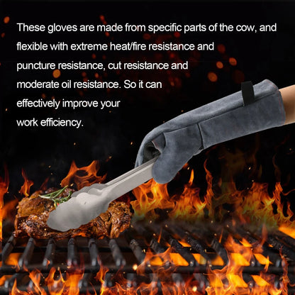 16-Inch Heat Resistant Welding Gloves – Thick Cow Split Leather Work Gloves for Welders, BBQ, Grill & Oven Use