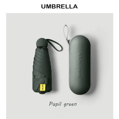 Mini Capsule Umbrella – Portable Sun & Rain Protection, UV Coating, 6 Reinforced Ribs, Compact Travel Outdoor Umbrella