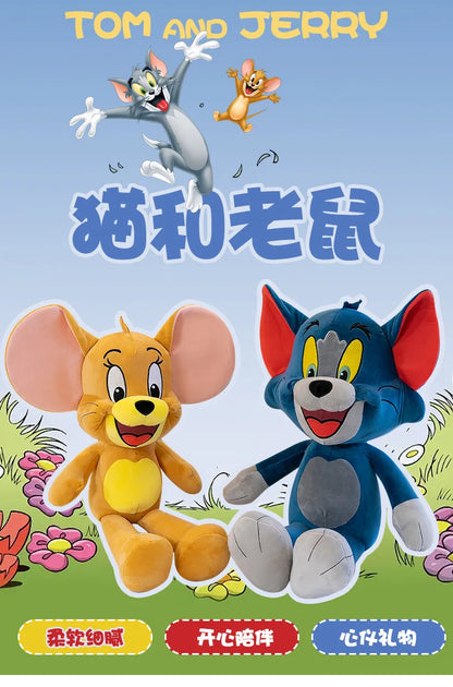 35/45/65cm Cute Cat & Mouse Plush Doll — Large Tom & Jerry Cartoon Stuffed Toy, Children's Soothing Companion Gift