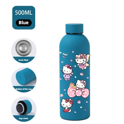 Sanrio Hello Kitty Insulated Sport Bottle — Double-Layer Stainless Steel Vacuum Cup, Small Mouth Coffee Bottle, Angel Color Frosted Finish