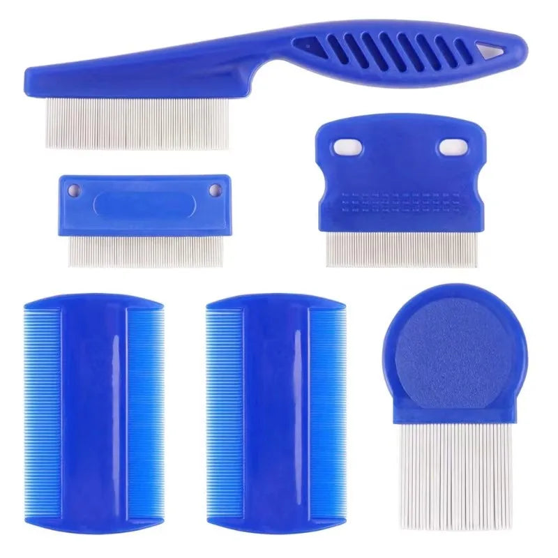 4-Pack Stainless Steel Pet Grooming Combs - Double-Sided Flea and Lice Removers for Dogs and Cats with Rounded Teeth and Tear Stain Cleaning Support