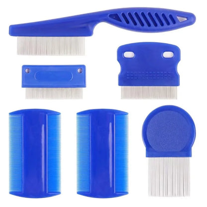 4-Pack Stainless Steel Pet Grooming Combs - Double-Sided Flea and Lice Removers for Dogs and Cats with Rounded Teeth and Tear Stain Cleaning Support