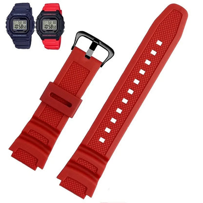 Rubber Silicone Watchband for Casio F-108WH, W-216H, W-218H, W-215, W-752, W-S200H & SGW-400/500H - Waterproof Replacement Watch Strap