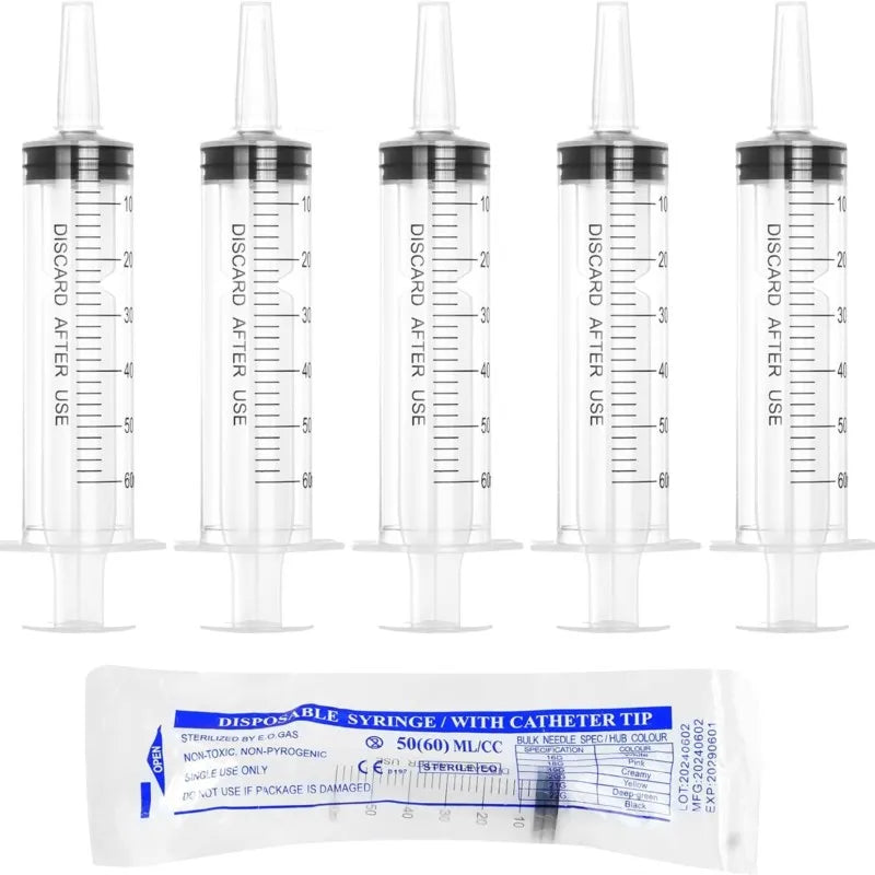 Plastic Measuring Syringe - 20ml, 60ml, and 100ml Needle-Free Liquid, Nutrient, Oil, and Pet Feeding Tool