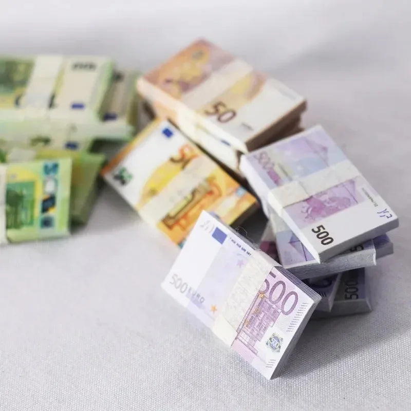 5PCS Mini Dollar & Euro Fake Money Banknotes – Miniature Props for Kids Dollhouse & Decoration