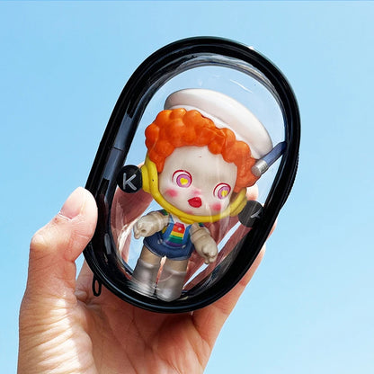 Transparent Jewelry Organizer Box – Plastic Storage Pouch with Keychain, Dustproof Case, Cute Doll Bag for Accessories