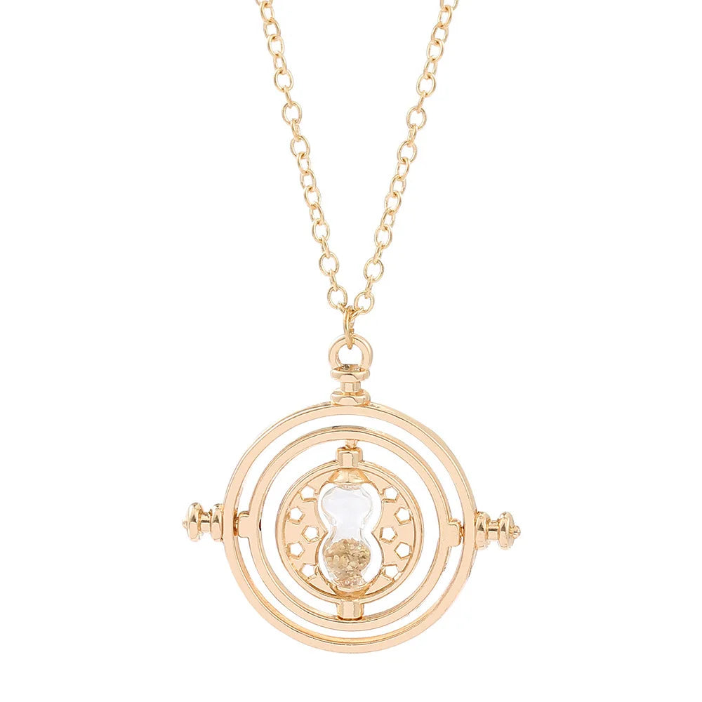 Harried Time-Turner Hourglass Necklace - 360° Rotatable Cosplay Pendant for Magic School Fans and Collectors