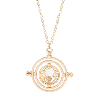 Harried Time-Turner Hourglass Necklace - 360° Rotatable Cosplay Pendant for Magic School Fans and Collectors