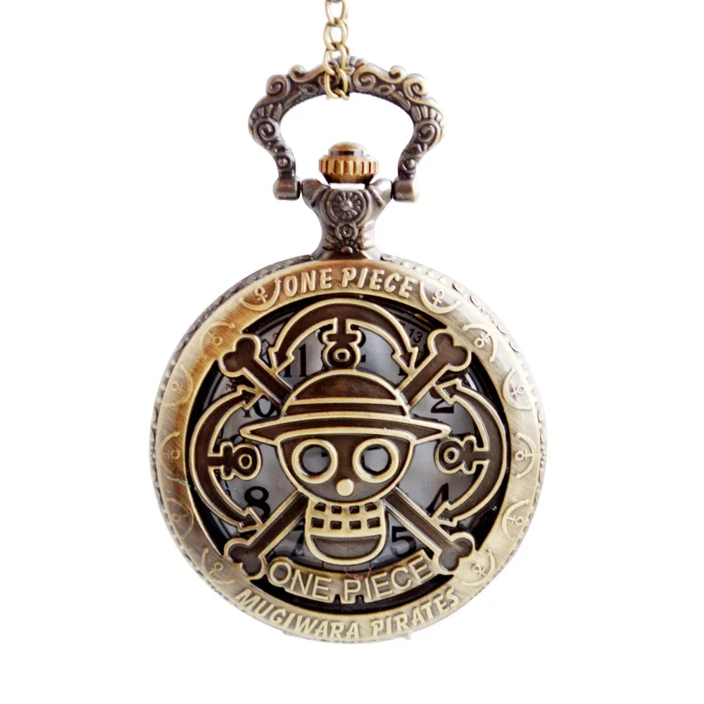 One Piece Anime Pocket Watch – Vintage Bronze Fashion Toy for Kids, Birthday Gift