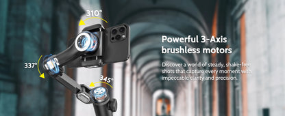 AOCHUAN Smart XPro 3-Axis Gimbal Stabilizer – Smartphone Video Stabilizer for iPhone & Android with Fill Light Effect
