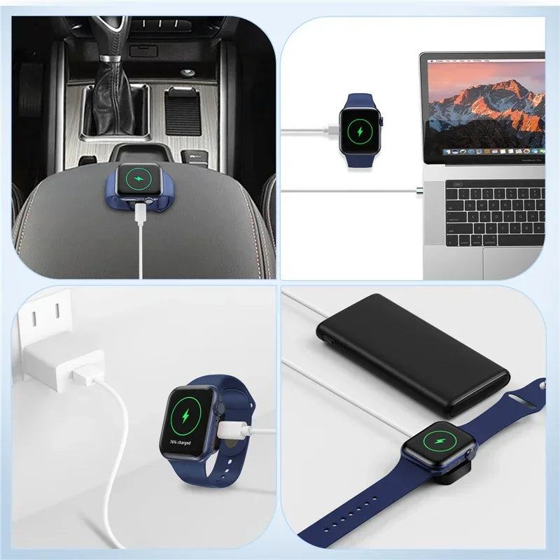 Portable Wireless Type-C & 8-Pin Charger – Fast Charging Dock for Apple Watch Series 1-9 & SE Ultra