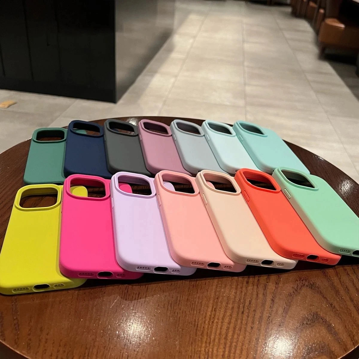 Liquid Silicone iPhone Case – Soft Shockproof Back Cover for iPhone 16/15/14/13/12/11 Pro Max