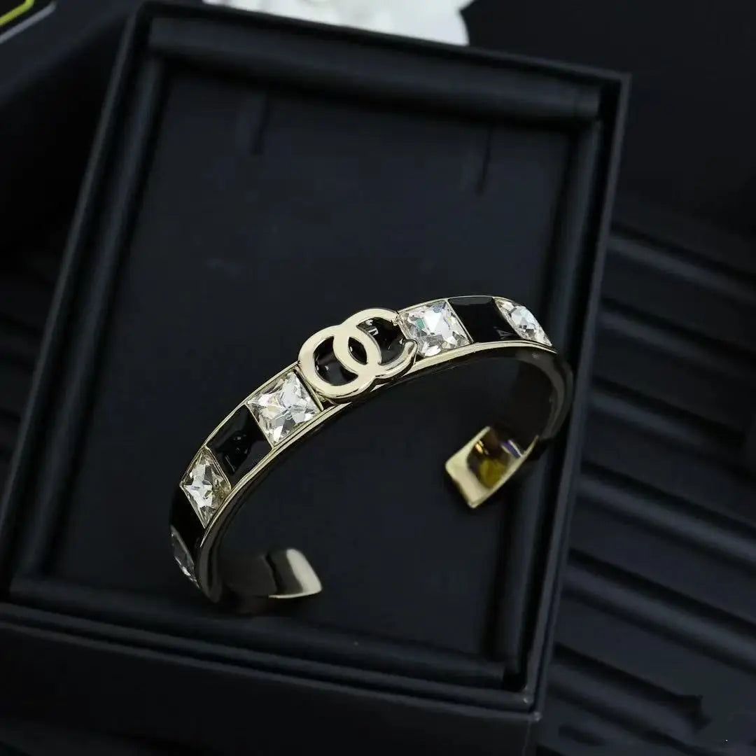 Gold Enamel Hollow Narrow Bracelet & Colorful Earrings Set — Classic Fashion, Lightweight Alloy Jewelry with Luxury Look