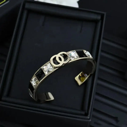 Gold Enamel Hollow Narrow Bracelet & Colorful Earrings Set — Classic Fashion, Lightweight Alloy Jewelry with Luxury Look