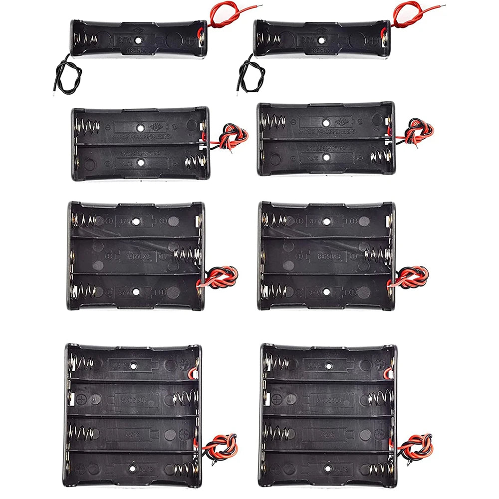 3PCS 18650 Battery Holder Box - 1 Slot 3.7V Storage Case with Black & Red Wires for 1/2/3/4 Cells