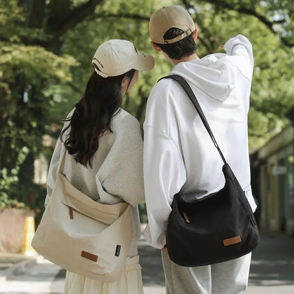 Large Canvas Crossbody Messenger Bag - Unisex Shoulder Bag for Students, Books & Daily Essentials