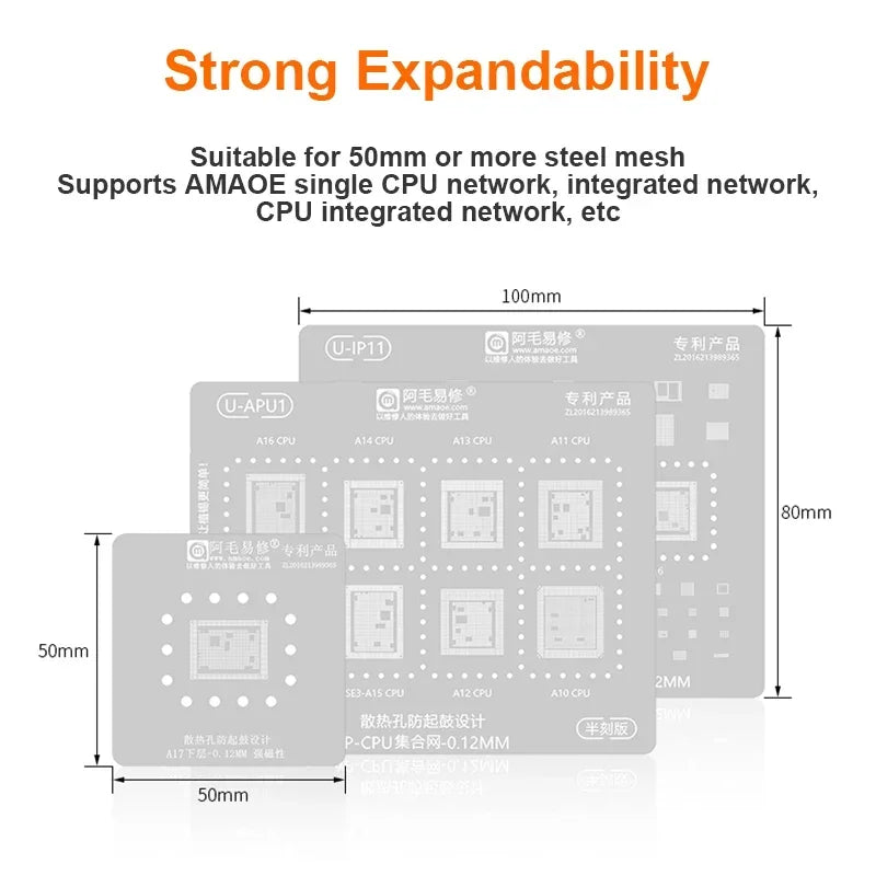 AMAOE PD-C Universal Planting Tin Pad Set – High-Temperature Resistant Insulation Silicone Mat for Mobile Phone Repair