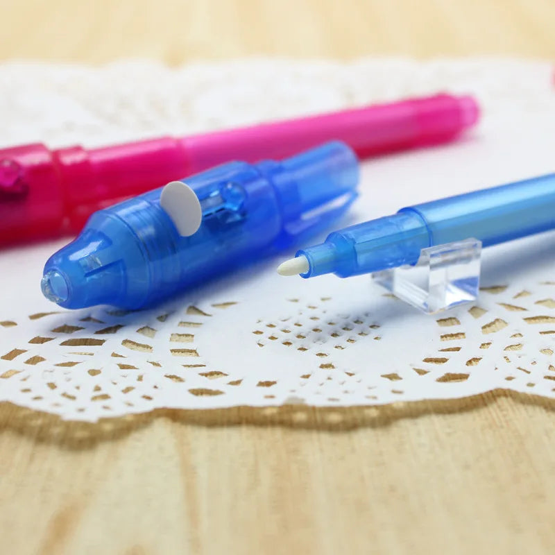 Invisible Ink Pen with UV Light - Magic Fluorescent Writing and Drawing Pen for Secret Messages, Suitable as Kids' Toy