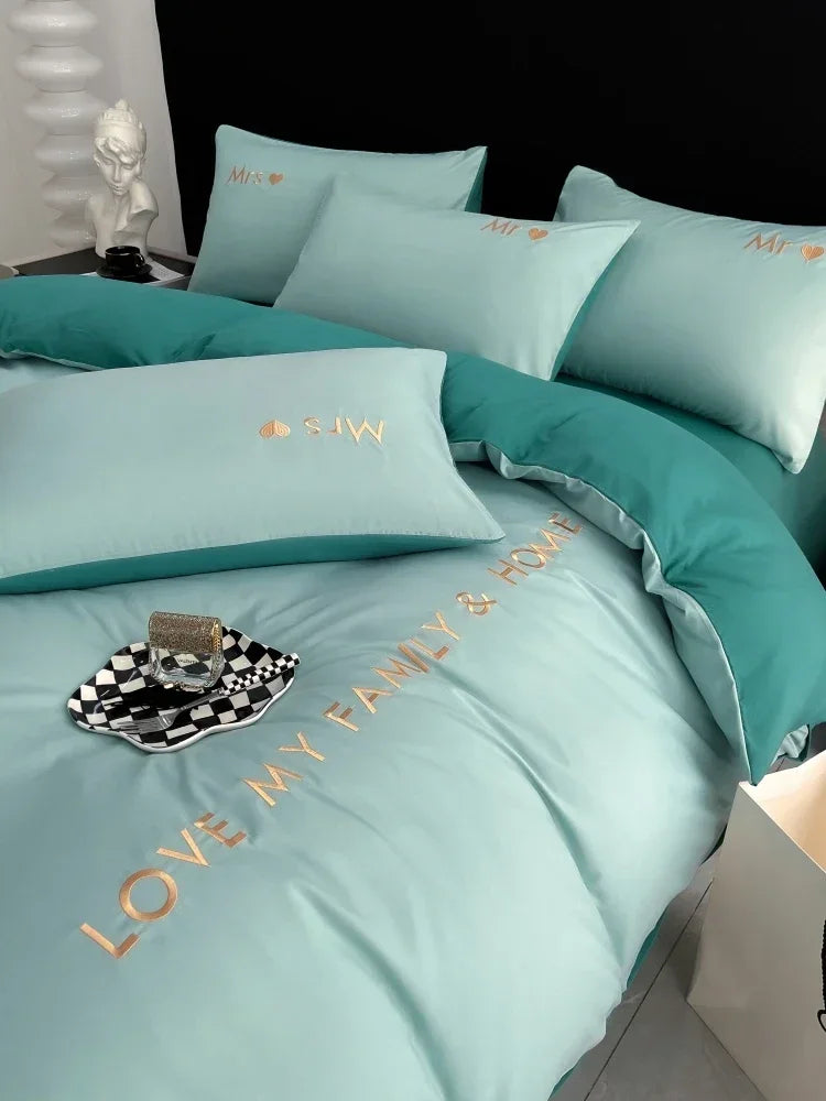 Nordic Luxury Egyptian Cotton Bedding Set - King, Queen, Double, Twin Size with Sheet, Duvet Cover & Pillowcases