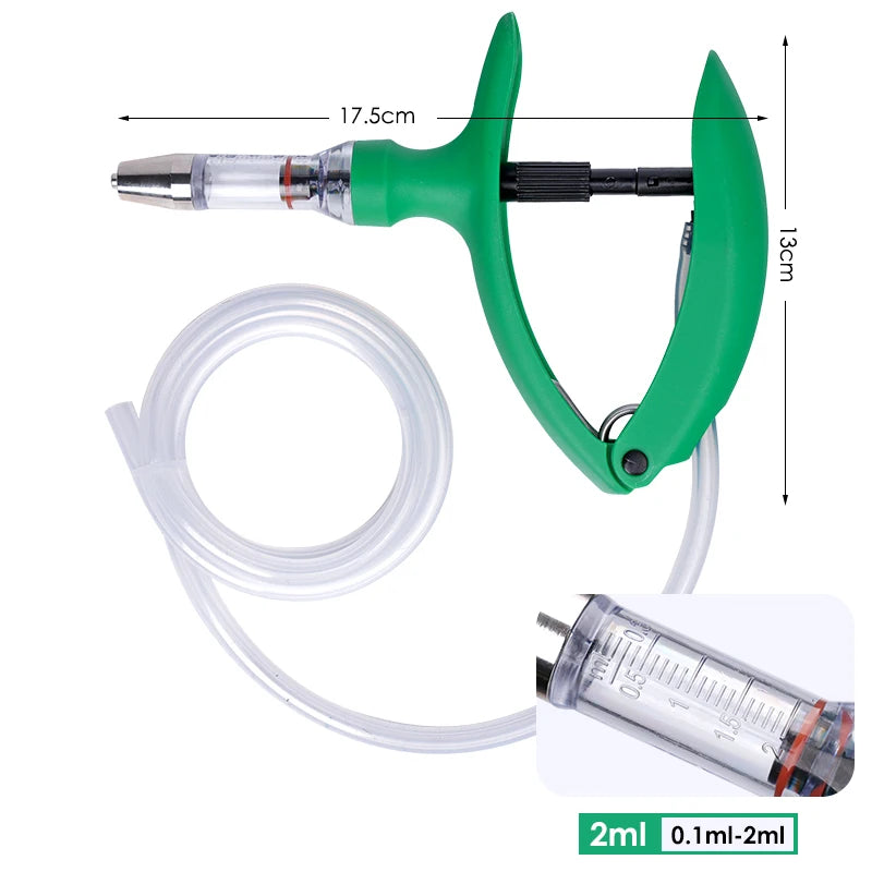 2ml/5ml Veterinary Animal Syringe - Continuous Injector with 10 Needles for Cats, Chickens, Sheep, Farm Use