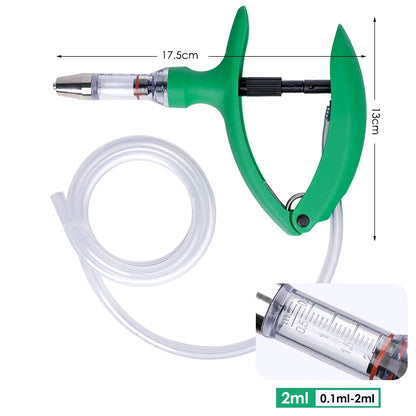 2ml/5ml Veterinary Animal Syringe - Continuous Injector with 10 Needles for Cats, Chickens, Sheep, Farm Use