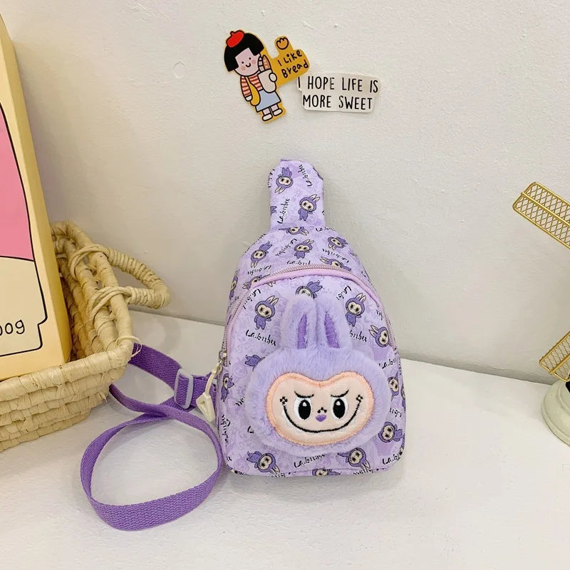 Kids Cartoon Plush Backpack – Cute Animal Crossbody Chest Bag, Lightweight & Spacious for School, Travel, Daily Use