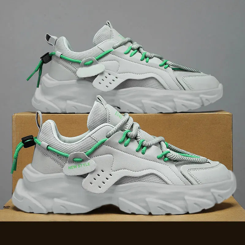 Men's Breathable Casual Sneakers - Thick Soled Soft Soles Tennis Shoes for Outdoor Running & Comfort