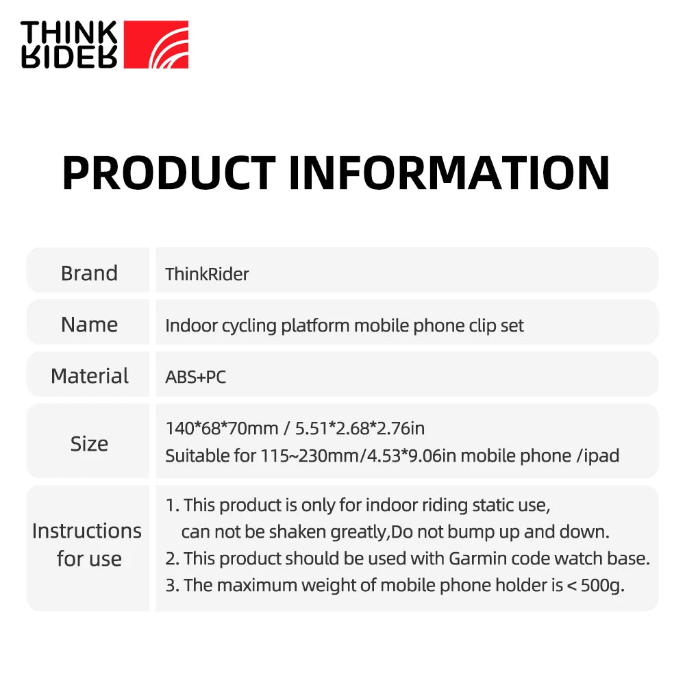 ThinkRider Bike Trainer Phone Mount Stand – Adjustable 360° Rotatable Mobile Phone & iPad Holder for Bikes