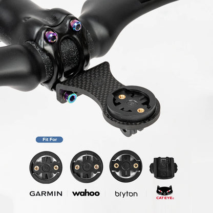 OGEVKIN Carbon Bike Stem Extension — Computer Mount Holder Rack for GPS, Cycling Computer, Camera & Light, 3K Black