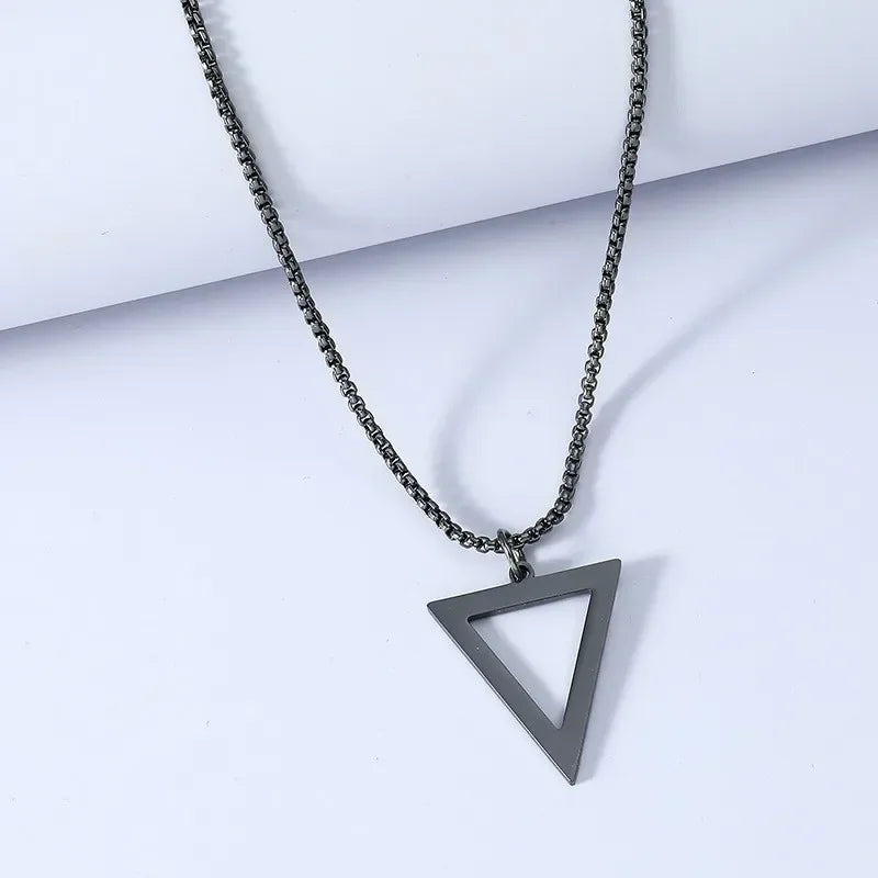 New Black Pillar Necklace for Men & Women, Trendy Stainless Steel 3D Bar Chain, Party Jewelry & Couple Gifts