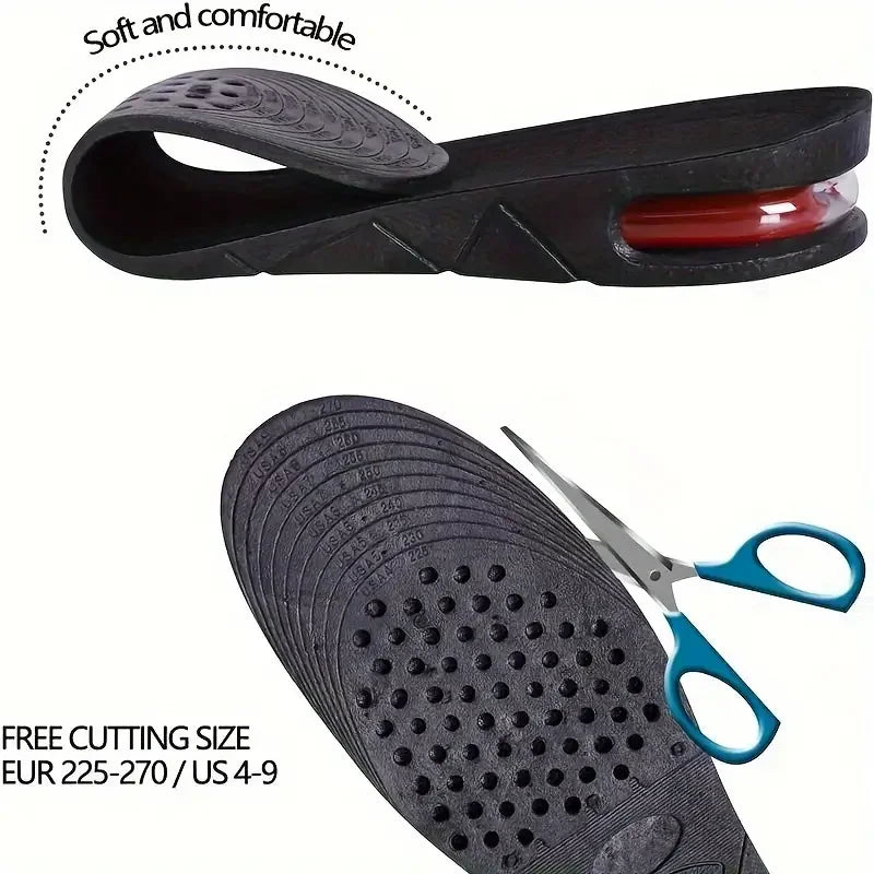Height Increase Insole with Air Cushion – Adjustable 9cm/3.54inch Max Lift, Comfortable, Lightweight & Invisible