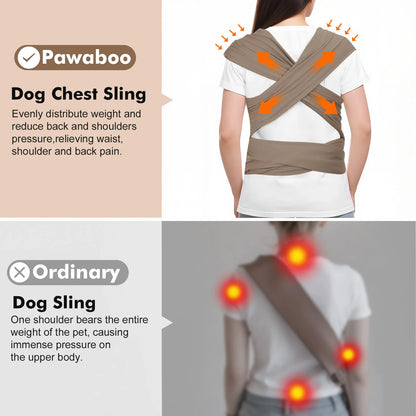 Pawaboo Pet Sling Carrier - Hands-Free Soft Cotton Front Facing Bag for Small Dogs & Cats