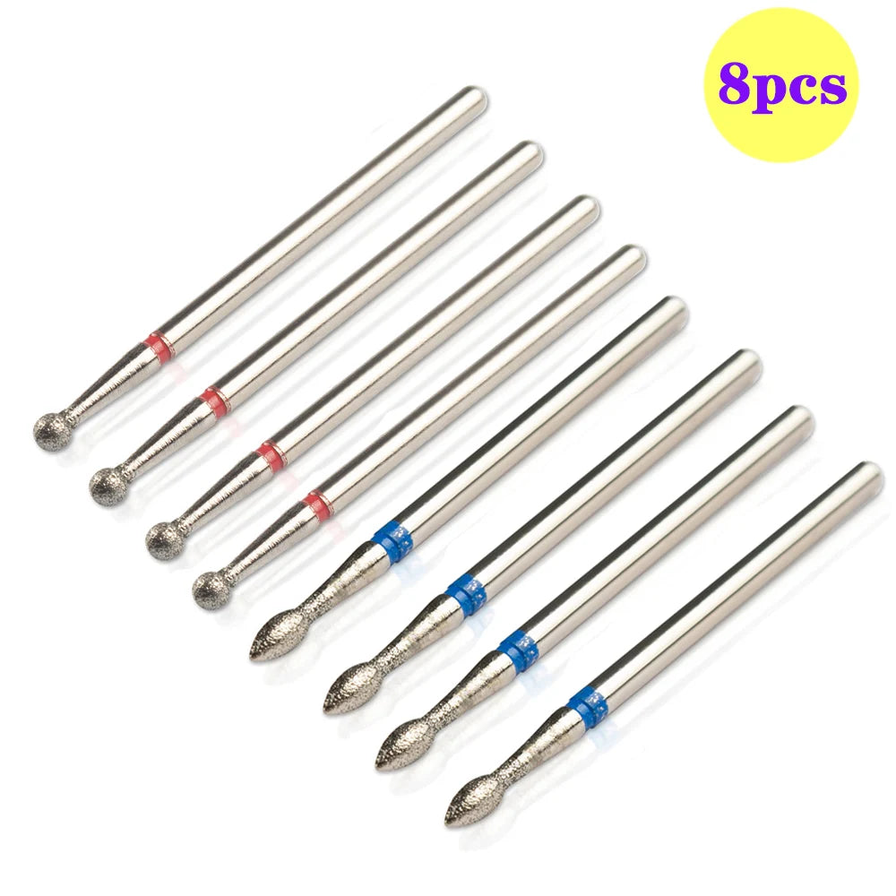 8pcs Diamond Nail Drill Bit Set - Rotary Electric Milling Cutters for Pedicure, Manicure, Cuticle Burr & Nail Tools Accessories