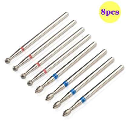 8pcs Diamond Nail Drill Bit Set - Rotary Electric Milling Cutters for Pedicure, Manicure, Cuticle Burr & Nail Tools Accessories