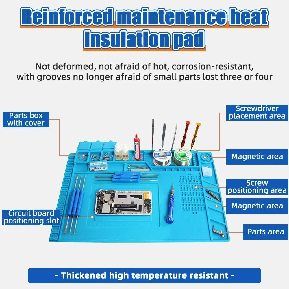ESD Heat-Resistant Soldering Mat – Magnetic Silicone Work Pad for BGA Repair and Heat Insulation