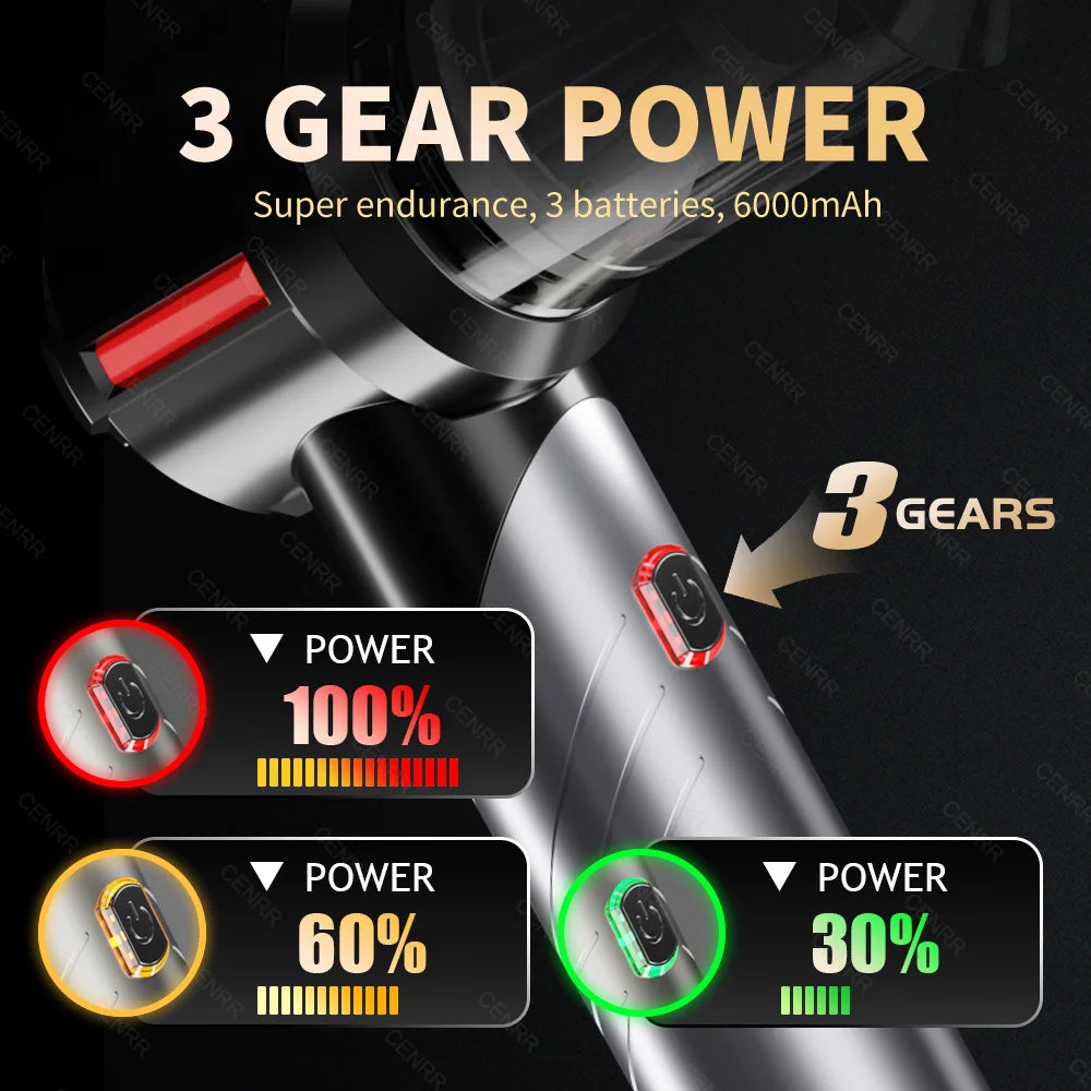 CENRR Mini Car Vacuum Cleaner 998000PA – Powerful Cordless Portable Handheld Cleaner for Car & Home Use