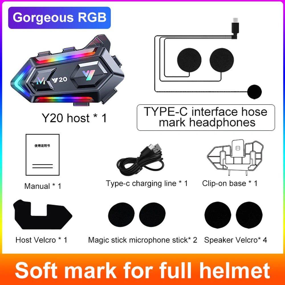 Kebidumei Y20 Bluetooth Motorcycle Helmet Headset – Wireless Hands-Free Stereo Earphone with Noise Reduction for Moto Riders